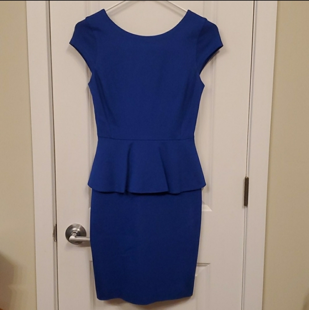 Banana Republic Blue Ponte Peplum Dress P00